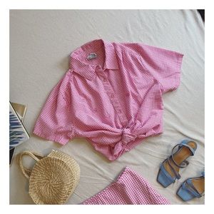 Vintage gingham camp shirt